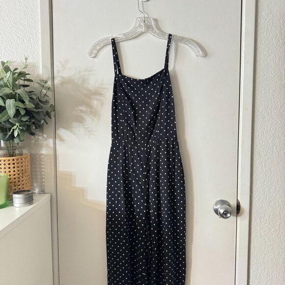OLD NAVY Square-Neck Cami Jumpsuit Black Polka Dot Smocked XS - Picture 7 of 8